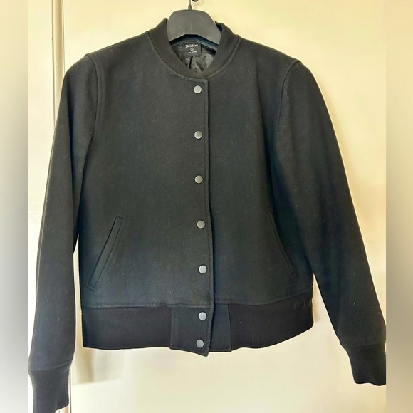 Kate Spade Saturday Bomber Jacket Black Wool Varsity Snap Front size Medium - Picture 8 of 16